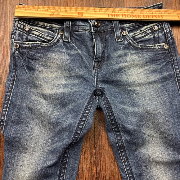 Rock Revival Gwen Boot Jeans Rhinestones Distressed Medium Wash Women’s Size 30 - Picture 9 of 13